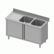 Plonge avec 2 bacs à droite sur armoire portes battantes 1200x600x9... - P934616120