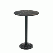 RestooTab - Mange-debout Versailles Ø50cm décor marbre samas - noir fonte TB-VRSFF-R50M-MB.SAMA