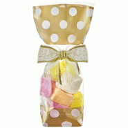 Sachet confiseur imprimé 12 x 26 cm avec fond carton blanc et or - par 100
