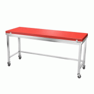 Table de travail en inox 2000x600 mm avec plaque de découpe rouge et renfort sur roulettes PREMIUM - GOLDINOX - gris inox 3701770841486