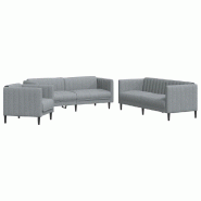 VidaXL Ensemble de canapés 3 pcs gris clair tissu Modèle Uvoria - 3209229