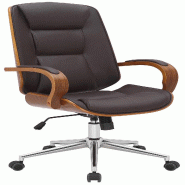 Décoshop26 - Fauteuil de bureau sur roulettes avec accoudoirs similicuir marron structure en bois courbé et métal 10_0006979 - marron métal 300026