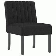 Décoshop26 - Fauteuil sans accoudoirs en velours noir avec couture décorative pieds en bois DEC026278 - noir Bois massif 3000255730346