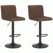 Décoshop26 - Lot de 2 tabourets de bar pivotant hauteur réglable assise surpiqué en velours marron et métal noir 10_0004225 - marron 3000251995619 Décoshop26 - Lot de 2 tabourets de bar pivotant hauteur réglable assise surpiqué en velours marron et métal noir 10_0004225 - marron 3000251995619