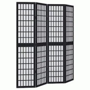 Décoshop26 - Paravent séparateur de pièce cloison 4 panneaux en bois de paulownia noir DEC030914 - noir 3000258189073