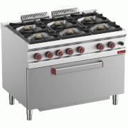 Diamond - Fourneau 6 feux vifs, four maxi gaz 1 grande porte - réf. G7/6BFM11-N - gris AKS-G7/6BFM11-N
