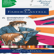 Faber-Castell 164809 - Goldfaber Sketch Marker Manga, étui de 6 marqueurs à alcool avec pointe Brush et pointe Fineliner - 164809