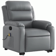 Fauteuil inclinable de massage Gris Similicuir Modèle Mervion - 8721012175402