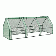 Helloshop26 - Châssis de jardin serre à 3 fenêtres en acier et polyéthylène 240 x 90 x 90 cm vert 03_0008265 - vert acier 3001923382720