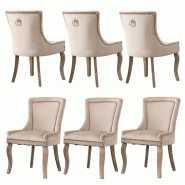 Merax Luxueuse Chaise de Salle à Manger (Chaise de Cuisine, Chaise de Salon, 6 pièces), Chaise rembourrée, Pieds en Bois Massif, Housse en Velours,