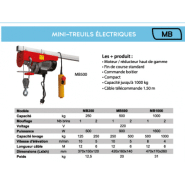 Mini treuil électrique de levage MB 230V mono de 125 à 1 tonne Référence   MB250_1