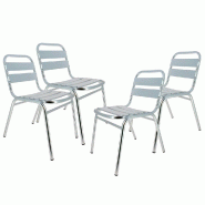 Pack 4 chaises d'extérieur Bruxelles en aluminium