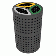 Poubelle urbaine triple flux pour tri sélectif en métal - POUBTRPACGA-JD01_0