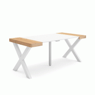 SKRAUT HOME Table console extensible, 180, Pour 8 personnes, Pieds bois massif, Chêne et blanc - beige Bois manufacturé 235_7