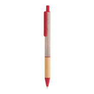 Stylo bille écologique en paille de blé - grip en bambou - encre bleue - couleur rouge Stylo bille écologique en paille de blé - grip en bambou - encre bleue - couleur rouge