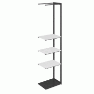 Suite structure Cage noir base métal 58x40x240cm 3 tablettes blanc