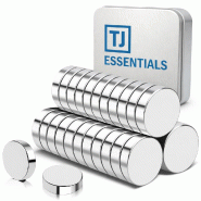 TJ Essentials Aimants néodyme – 12 × 5 mm – Lot de 20 – N52 – Argenté – Aimants pour tableau blanc et réfrigérateur - argenté métal 8720211263576