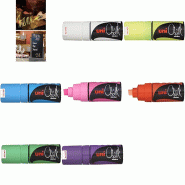 Uni-ball Marqueur craie Chalk Marker, pointe biseau de 8 mm, encre jaune fluo - 186407