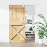 Vidaxl porte coulissante et kit de quincaillerie 90x210 cm pin massif 3203172 Vidaxl porte coulissante et kit de quincaillerie 90x210 cm pin massif 3203172