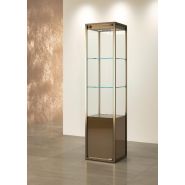 VITRINE COLONNE BRONZE ANODIQUE AVEC RANGEMENT OCCULTÉ - L 45 P 45 H 190 CM STM45VR-BR