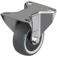 Roulette fixe en acier inoxydable de 80 mm avec thermoplastique gris conducteur d'électricité. Roulette fixe en acier inoxydable de 80 mm avec thermoplastique gris conducteur d'électricité.