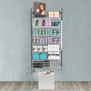 Élément de départ Queen Vogue chrome 7 tablettes verre L90xH240cm