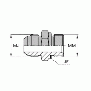Adaptateur droit mâle JIC x mâle DIN - Forme E - Cône 60° - 7/16' , 11.11 , 12