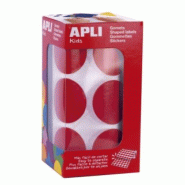 Apli 708 gommettes rondes, diam. 33 mm, en rouleau, coloris rouge - 8410782178637