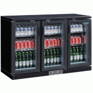 Arrière-bar réfrigéré 3 portes vitrées battantes - 335L - Noir ou acier inox - Éclairage LED - Thermostat digital Arrière-bar réfrigéré 3 portes vitrées battantes - 335L - Noir ou acier inox - Éclairage LED - Thermostat digital