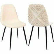 Chaise pieds en métal assise en tissu Mora (Lot de 2) The Home Deco Factory - beige 3664944435952 Chaise pieds en métal assise en tissu Mora (Lot de 2) The Home Deco Factory - beige 3664944435952