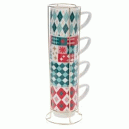 Coffret 4 tasses déjeuner Santa -  Multicolore Rond Porcelaine Amadeus 10.1x6.8 cm - multicolore porcelaine 3520071939018 Coffret 4 tasses déjeuner Santa -  Multicolore Rond Porcelaine Amadeus 10.1x6.8 cm - multicolore porcelaine 3520071939018