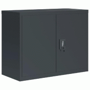 Décoshop26 - Caissons à tiroirs meuble de bureau avec étagère réglable et portes verrouillables 90 x 40 x 70 cm acier anthracite DEC024508 - acie