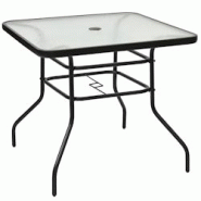 Décoshop26 - Table de jardin carrée en métal avec plateau en verre 81x81x71 cm de style moderne pour terrasse balcon noir 20_0001197 - noir 3000946 Décoshop26 - Table de jardin carrée en métal avec plateau en verre 81x81x71 cm de style moderne pour terrasse balcon noir 20_0001197 - noir 3000946
