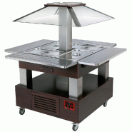 Diamond - Ilot buffet chauffant, bain marie, coupole motorisé, 4x GN1/1-150 (Bois Wengé) - réf. CBM/4D-B1_KM - gris inox AKS-CBM/4D-B1_KM