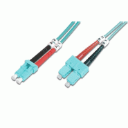 DIGITUS Câble de brassage multimode OM 3 à fibre optique, LC / SC, LC-Duplex - SC-Duplex, 10 m, aqua - 4016032249627