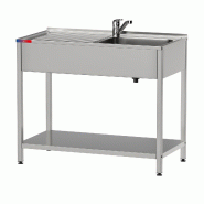 Gasfrit- Evier sous plan 1 bac et 1 égouttoir et robinet inclus en inox industriel 800 x 500 x 850 mm - inox gf3203nogr2