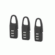Lot de 2 Cadenas à combinaison Swish, 3 chiffres, intérieur, anse acier, 21mm, noir - SP - noir 3150261311807 Lot de 2 Cadenas à combinaison Swish, 3 chiffres, intérieur, anse acier, 21mm, noir - SP - noir 3150261311807