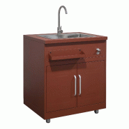 Oviala Business Oviala Cuisine d'extérieur 5 éléments évier barbecue et rangements en acier 96 x 463 x 66 cm brique - marron acier 115318