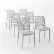 RATTATAN Set 6 Chaises en polypropylène avec fibre de verre empilables pour extérieur et jardin, bar et restaurant, cuisine design moderne - LISA - RATTATAN Set 6 Chaises en polypropylène avec fibre de verre empilables pour extérieur et jardin, bar et restaurant, cuisine design moderne - LISA -