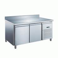 Table réfrigérée inox positive avec évaporateur ventilé - 2 portes - 282 litres - Avec dosseret - GN2201X
