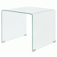 VidaXL Table basse 49,5 x 50 x 45 cm Verre trempé Transparent Modèle Atlas Line Plus - 244188