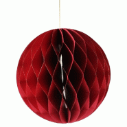 Boule en papier plié rouge liseré or Ø30cm