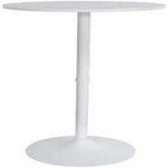 Décoshop26 - Table haute de bar bistrot plateau forme diamètre 60 cm rond en bois blanc et métal chromé blanc 10_0006339 - blanc métal 3000265518903