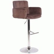 Décoshop26 - Tabouret de bar pivotant en velours marron et métal chromé avec accoudoirs repose-pieds et dossier TDB10646 - marron 3002470732693 Décoshop26 - Tabouret de bar pivotant en velours marron et métal chromé avec accoudoirs repose-pieds et dossier TDB10646 - marron 3002470732693