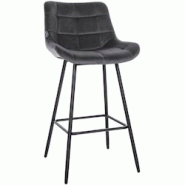 Décoshop26 - Tabouret de bar x1 avec repose-pieds revêtement en velours gris foncé piètement à quatre pieds en métal noir 10_0005461 - gris 3000 Décoshop26 - Tabouret de bar x1 avec repose-pieds revêtement en velours gris foncé piètement à quatre pieds en métal noir 10_0005461 - gris 3000