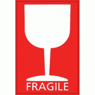 Étiquette adhésive "Fragile" rouge 80x120mm - boîte distributrice de 500 étiquettes