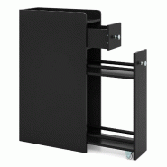 Helloshop26 - Armoire de rangement étroite 40 x 18 x 70 cm avec tiroirs coulissants pour salle de bain design moderne en MDF noir 20_0020117 - noir B