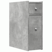 Helloshop26 - Armoire de salle de bain étroite avec roulettes 21,5 x 50 x 60 cm pratique moderne rangement en bois gris béton 02_0050658 - gris Bois