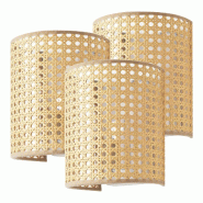 Helloshop26 - Lot de 3 appliques murales E27 20 x 16 x 12 cm blanc aspect rotin 03_0009767 - blanc métal 3000224862207