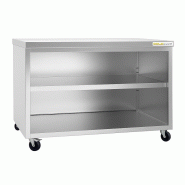 Meuble bas inox ouvert 2000x800 mm sur roulettes PREMIUM - GOLDINOX - gris inox 3701770813827